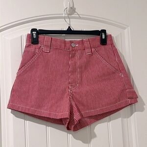 PLAYBOY Y2K Red and White Striped High Waist Shorts